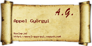 Appel Györgyi névjegykártya